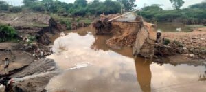 District Collector inspected the rain damaged road bridge