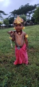 Two year old Rishvika dressed as Krishna