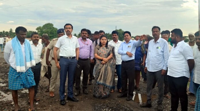 District Collector inspected the rain damaged road bridge