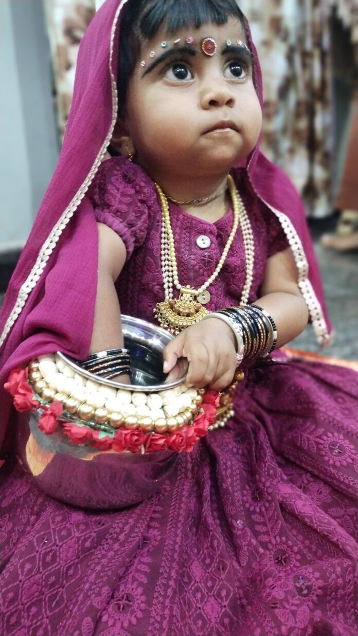 One and a half year old Kandamma celebrated by dressing up as Rukmini