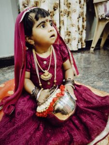 One and a half year old Kandamma celebrated by dressing up as Rukmini