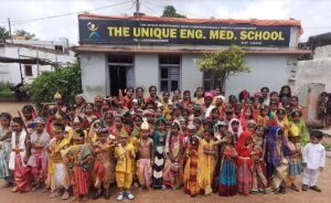 Children dress up as Krishna and Rukmini and celebrate