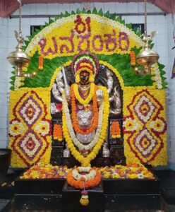 Decoration with flowers as part of Naraka Chaturdashi to Goddess Banashankari