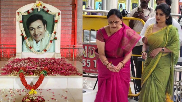ಡಾ.ರಾಜ್ ಕುಮಾರ್ ಸ್ಮಾರಕಕ್ಕೆ ಪೂಜೆ ಸಲ್ಲಿಸಿ, ಅಣ್ಣಾವ್ರ ಆಶೀರ್ವಾದ ಪಡೆದ ಯಶ್‌ ತಾಯಿ