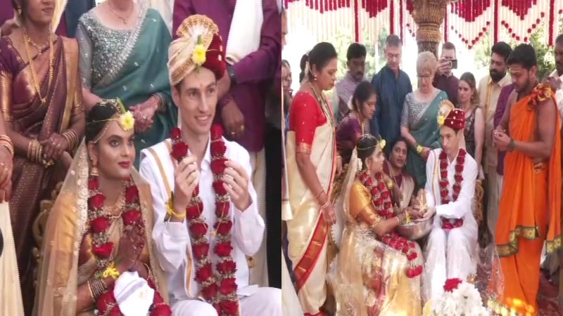 ನ್ಯೂಜಿಲೆಂಡ್ ಯುವಕ, ಕರ್ನಾಟಕ ವಧು: ದಾವಣಗೆರೆಯಲ್ಲಿ ಸಪ್ತಪದಿ ತುಳಿದ ಹೊಸ ಜೋಡಿ