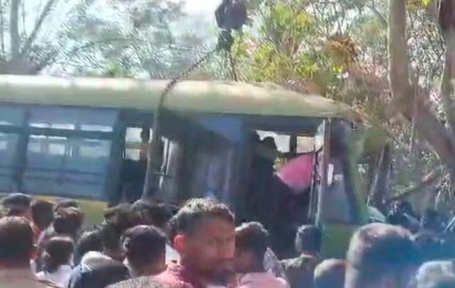 ಚಾಲಕನ ನಿಯಂತ್ರಣ ತಪ್ಪಿ ಮರಕ್ಕೆ ಬಸ್ ಡಿಕ್ಕಿ: 20ಕ್ಕೂ ಹೆಚ್ಚು ಜನರಿಗೆ ಗಂಭೀರ ಗಾಯ