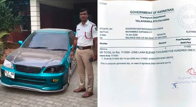 70 ಸಾವಿರ ರೂ. ಕಾರನ್ನು ಮಾಡಿಫೈ ಮಾಡಿದ ವಿದ್ಯಾರ್ಥಿಗೆ 1 ಲಕ್ಷ ರೂ. ದಂಡ!