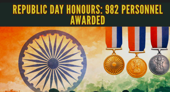 ಗಣರಾಜ್ಯೋತ್ಸವ: 982 ಪೊಲೀಸ್ ಮತ್ತು ಅಗ್ನಿಶಾಮಕ ಸಿಬ್ಬಂದಿ ಶೌರ್ಯ ಹಾಗೂ ಸೇವಾ ಪದಕಕ್ಕೆ ಆಯ್ಕೆ
