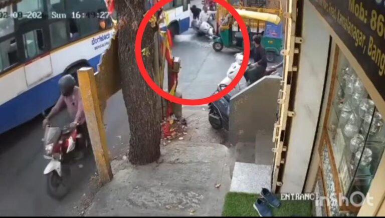 ಬ್ರೇಕ್ ಫೇಲ್ ಆಗಿ ಆಟೋಗೆ ಡಿಕ್ಕಿ, ಬೈಕ್ ಮೇಲೆ ಹರಿದ BMTC ಬಸ್; ತಪ್ಪಿದ ದುರಂತ