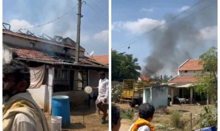 ಮಂಡ್ಯದಲ್ಲಿ ಪ್ರೇಮ ವಿವಾದ: ಯುವಕನ ಮನೆಗೆ ಬೆಂಕಿ