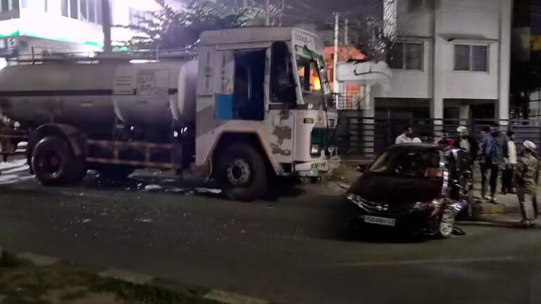 ಡೀಸೆಲ್‌ ಟ್ಯಾಂಕರ್‌-ಕಾರು ನಡುವೆ ಭೀಕರ ಅಪಘಾತ! ತಪ್ಪಿದ ಅನಾಹುತ