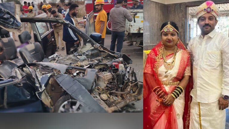 ಹಾವೇರಿ ಎನ್‌ಎಚ್ 48 ದುರಂತ: ನಿಂತಿದ್ದ ಲಾರಿಗೆ ಕಾರು ಡಿಕ್ಕಿ, ನವದಂಪತಿ ಸಾವು
