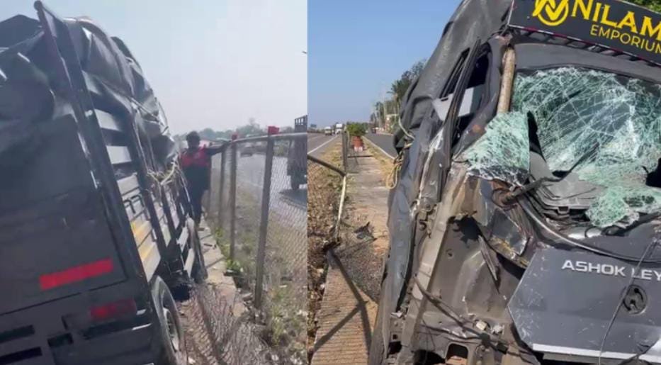 ಭೀಕರ ಅಪಘಾತ: ನಿಯಂತ್ರಣ ತಪ್ಪಿ ಡಿವೈಡರ್‌ಗೆ ಗೂಡ್ಸ್ ವಾಹನ ಡಿಕ್ಕಿ, ಓರ್ವ ಸಾವು!