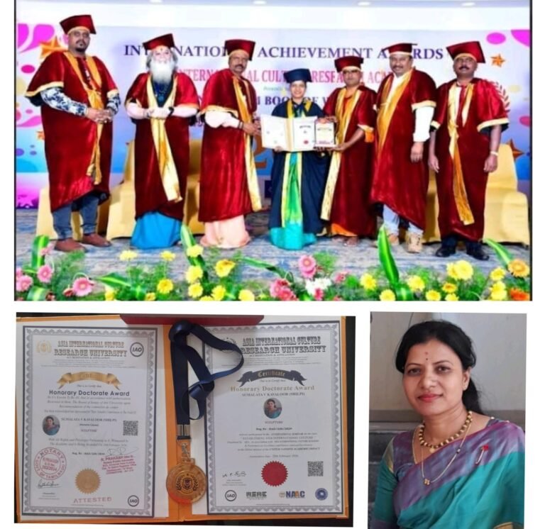 ಶಿಲ್ಪಕಲೆಯ ಸಾಧನೆಗೆ ಶಿಲ್ಪಿ ಸುಮಲತಾ ಕವಲೂರರಿಗೆ ಗೌರವ ಡಾಕ್ಟರೇಟ್