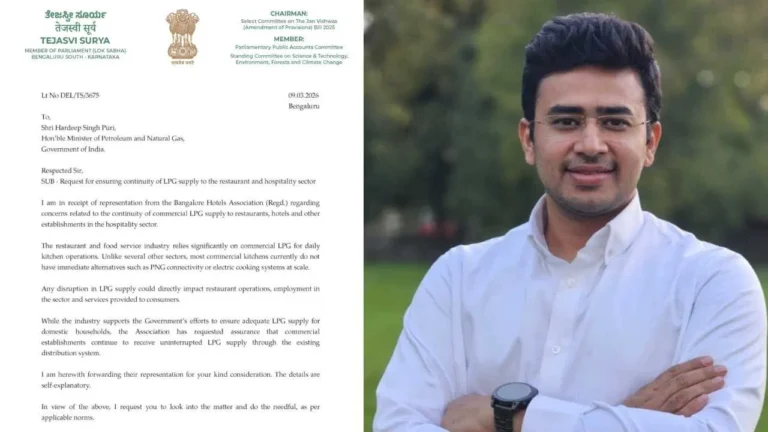 ಬೆಂಗಳೂರು ಹೋಟೆಲ್ ಉದ್ಯಮದಲ್ಲಿ ಎಲ್‌ಪಿಜಿ ಕೊರತೆ ಆತಂಕ: ತೇಜಸ್ವಿ ಸೂರ್ಯ, ಶೋಭಾ ಕರಂದ್ಲಾಜೆ ಮಧ್ಯ ಪ್ರವೇಶ!