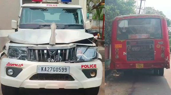 ಸರ್ಕಾರಿ ಬಸ್ʼಗೆ ಡೆಪ್ಯುಟಿ ಸ್ಪೀಕರ್ ರುದ್ರಪ್ಪ ಲಮಾಣಿ ಎಸ್ಕಾರ್ಟ್ ವಾಹನ ಡಿಕ್ಕಿ: ಪ್ರಕರಣ ದಾಖಲು