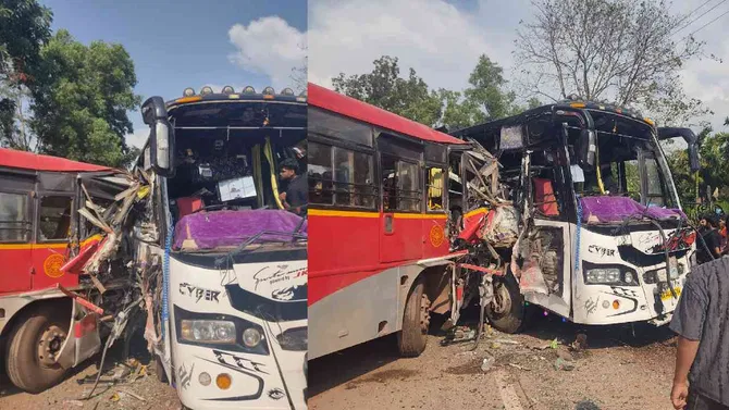ಶಿರಸಿ ಬಳಿ ಎರಡು ಬಸ್‌ಗಳ ನಡುವೆ ಭೀಕರ ಅಪಘಾತ: ಹಲವರಿಗೆ ಗಾಯ!