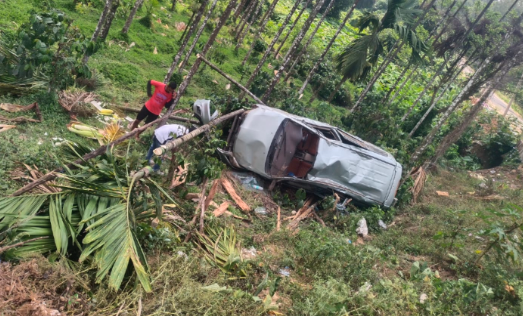 ನಿಯಂತ್ರಣ ತಪ್ಪಿದ ಇನ್ನೋವಾ ಕಾರು: ಅಡಿಕೆ ತೋಟಕ್ಕೆ ಬಿದ್ದು ಚಾಲಕನಿಗೆ ಗಂಭೀರ ಗಾಯ