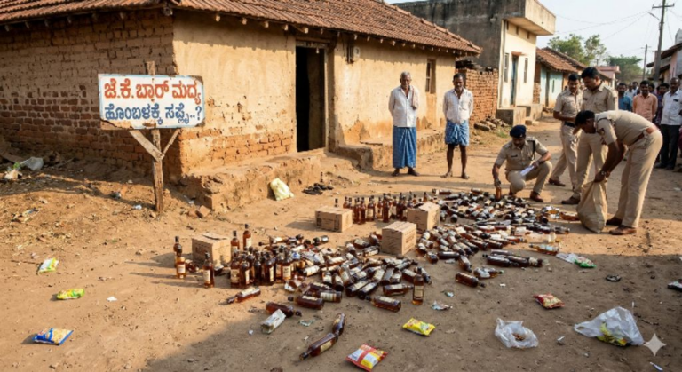 ಜೆ.ಕೆ. ಬಾರ್‌ನಿಂದ ಹೊಂಬಳಕ್ಕೆ ಮದ್ಯ ಸಪ್ಲೈ..? ಮನೆ ಮುಂದೆಯೇ ‘ಟೆಟ್ರಾ ಪ್ಯಾಕ್’ ದಂಧೆ!