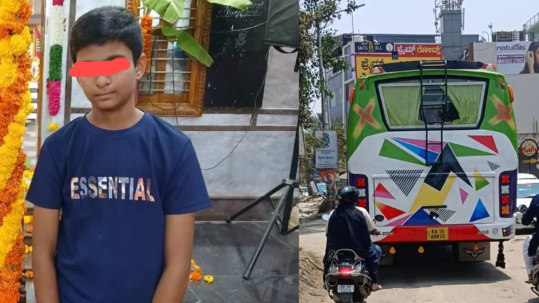 ತಲೆಸುತ್ತಿ ಬಿದ್ದ ಕ್ಷಣವೇ ದುರಂತ: ಬಾಲಕನ ಮೇಲೆ ಬಸ್ ಹರಿದು ಸಾವು!