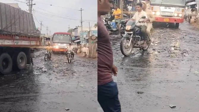 ಸಣ್ಣ ಮಳೆಗೆ ಕೊಳಚೆ ಗುಂಡಿಯಾಗಿ ಮಾರ್ಪಟ್ಟ ಮಲೆಮಹದೇಶ್ವರ ಬೆಟ್ಟದ ಮುಖ್ಯರಸ್ತೆ : ಭಕ್ತರಿಗೆ ಸಂಕಷ್ಟ!