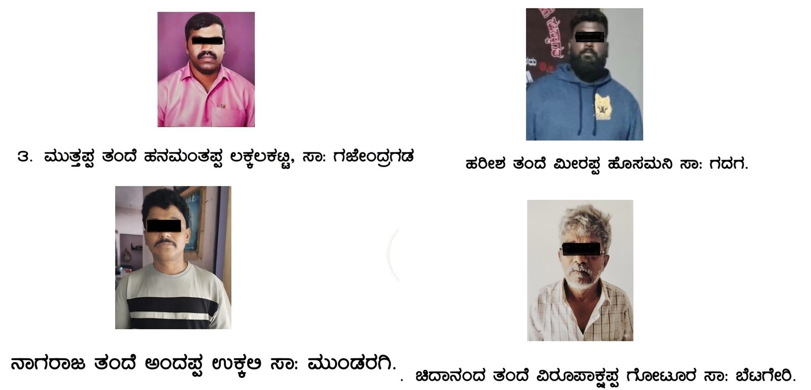 ಗದಗ ಪೊಲೀಸರ ಖಡಕ್ ಆ್ಯಕ್ಷನ್; ನಾಲ್ವರು ಕುಖ್ಯಾತ ಆರೋಪಿಗಳಿಗೆ ಗಡಿಪಾರು ಶಿಕ್ಷೆ!