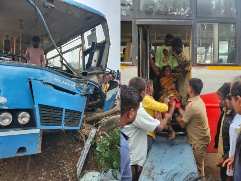 ಬ್ರೇಕ್ ಫೇಲ್… ಮರಕ್ಕೆ ಬಸ್ ಡಿಕ್ಕಿ; 25ಕ್ಕೂ ಹೆಚ್ಚು ಮಂದಿಗೆ ಗಾಯ
