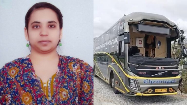 ಕಂಟೇನರ್‌ಗೆ ವೋಲ್ವೋ ಬಸ್ ಡಿಕ್ಕಿ: ಬೆಂಗಳೂರಿಗೆ ಬರುತ್ತಿದ್ದ ಟೆಕ್ಕಿ ಯುವತಿ ಸಾವು