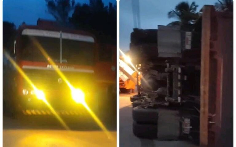 ಬೆಂಗಳೂರಿನಲ್ಲಿ ಭೀಕರ ಅಪಘಾತ: ಮನೆಗೆ ನುಗ್ಗಿ ಪಲ್ಟಿಯಾದ ಮರಳು ಲಾರಿ, ಮೂವರಿಗೆ ಗಾಯ