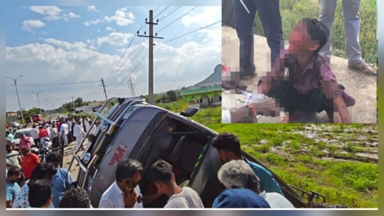 ಶಾಲಾ ವಾಹನ ಡಿವೈಡರ್‌ಗೆ ಡಿಕ್ಕಿ ಹೊಡೆದು ಪಲ್ಟಿ: 6 ವಿದ್ಯಾರ್ಥಿಗಳಿಗೆ ಗಾಯ