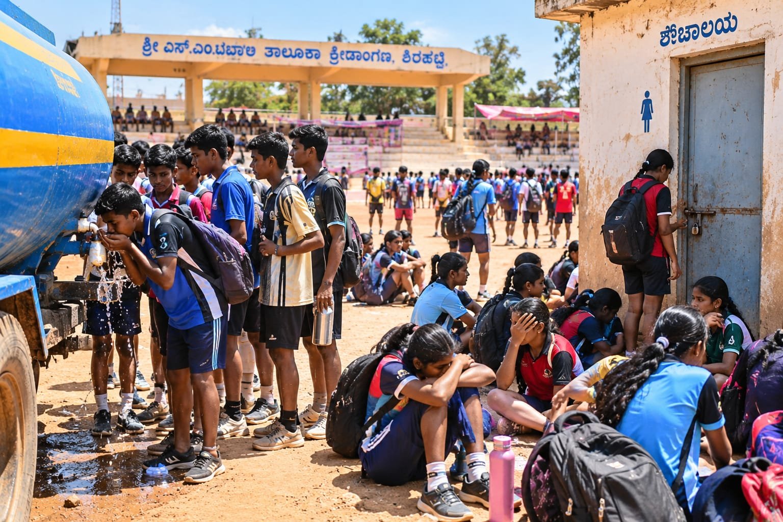 ಶಿರಹಟ್ಟಿ ತಾಲೂಕು ಕ್ರೀಡಾಕೂಟದಲ್ಲಿ ಅವ್ಯವಸ್ಥೆ ಆರೋಪ: ಶುದ್ಧ ನೀರು, ಊಟದ ವ್ಯವಸ್ಥೆ ಇಲ್ಲದೆ ವಿದ್ಯಾರ್ಥಿಗಳ ಪರದಾಟ!