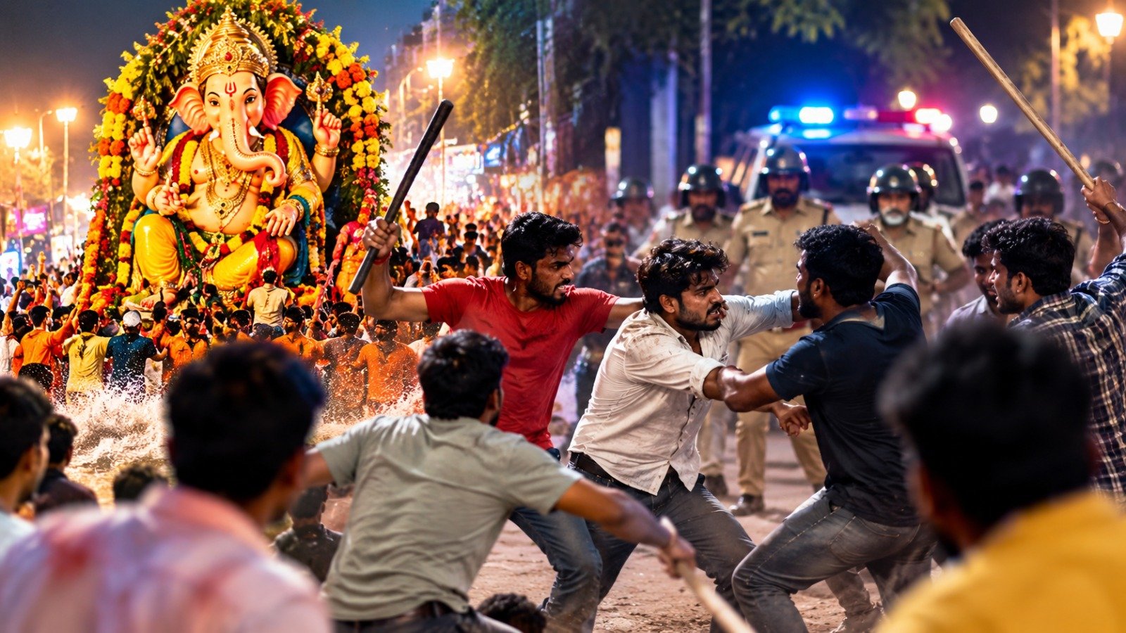 ಗಣಪತಿ ವಿಸರ್ಜನೆ ಬಳಿಕ ಯುವಕರ ನಡುವೆ ಘರ್ಷಣೆ: ವಿಡಿಯೋ ವೈರಲ್