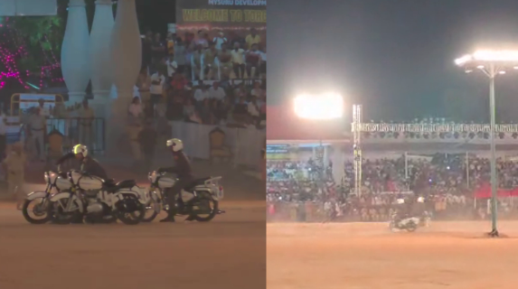 ದಸರಾ ಪಂಜಿನ ಕವಾಯತು ರಿಹರ್ಸಲ್ ವೇಳೆ ಅವಘಡ: ಇಬ್ಬರು ಸಿಬ್ಬಂದಿಗೆ ಗಾಯ!